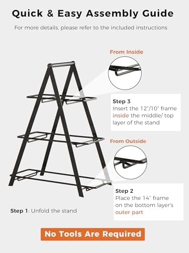 YHOSSEUN 3 Tier Serving Tray Tiered Tray Stand, 10+12+14 Inch, Black - Image 4