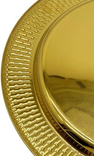 Brightalk 13-Inch Stainless Steel Beaded Charger Plates, Gold Dinner Plate Chargers Set of 6, Round Server Ware - Image 4