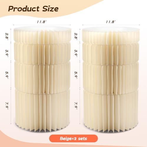 8 Pack Buffet Risers Foldable Food Display Risers Food Risers for Buffet Table Tall Cake Stands Cylinder Stands for Party Pedestal Cake Stand Dessert Table Display Set Cupcake Stands Cupcake Display (Cream, 8Pcs) - Image 2