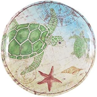 UP Sea Turtle Melamine Round Dessert Plates, Small Serving Plates, for Appetizer, Snacks, and Side Dishes, Multicolor, 6 Inch, Set of 4 - Image 3