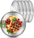 6 Stainless Steel Plates, 7.8 inch 304(18/8) Metal Camping Plate, Reusable Food Serving Dish Snack Eating Dishes Round Shatterproof Plate Silver Dinnerware for BBQ Dinner Oven Dishwasher Safe by Offiper