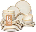 Pokini Plates and Bowls Sets for Family of 6, Ceramic Dinnerware Sets, Kitchen Dish Set, Microwave & Dishwasher Safe Dishware, Highly Durable Reactive Glazed Dinner Set, Yellow White by Pokini