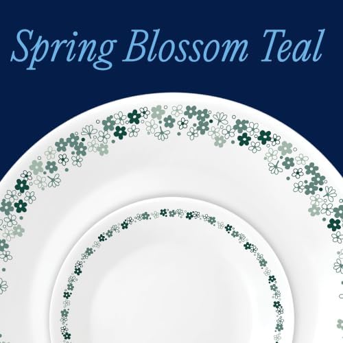 Corelle Spring Blossom Teal 18-Piece Round Dinnerware Set, Service for 6 - Image 2