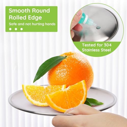 Stainless Steel Plates, 20 Set 6.7 inch 304(18/8) Metal Food Serving Plate, Reusable Snack Eating Dishes Round Shatterproof Silver Dinnerware for BBQ Dinner Oven Dishwasher Safe - Image 3
