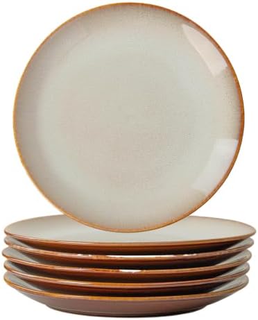 Dinner Plates Set of 6, 10 Inch Ceramic Plates – Porcelain Dinner Plates for Kitchen, Serving & Everyday Use, Microwave & Dishwasher Safe, 25.4Cm（Beige ） by YALONG