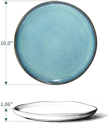 Pokini 10 Inch Ceramic Dinner Plates Set of 6, Wavy Rim Stoneware Plates - Image 2
