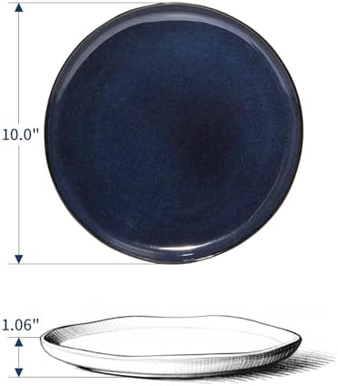 Pokini 10 Inch Ceramic Dinner Plates Set of 6, Wavy Rim Stoneware Plates - Image 2