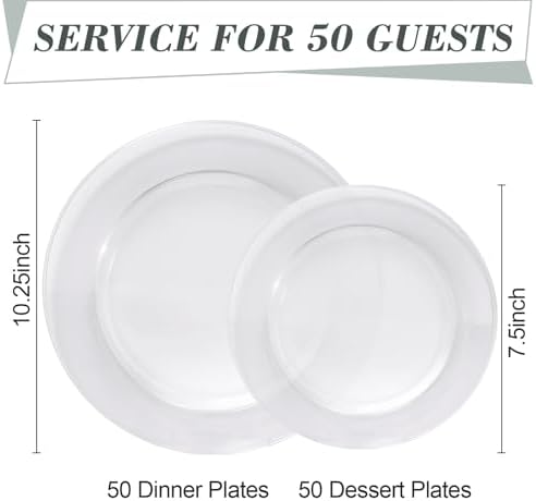 Bestluck 100PCS Clear Plastic Plates, Clear Disposable Plates for 50 Guests - Image 2