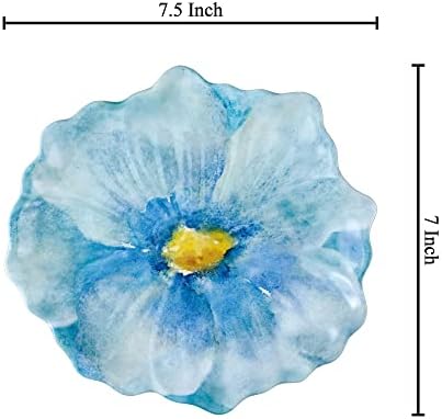 UP Sky Blue Floral Melamine Dessert Plates, Floral-Shaped Small Serving Plates, for Appetizer, Snacks, and Side Dishes, Blue, 7.5 x 7 Inch, Set of 4 - Image 4