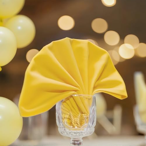 FOLINS&HOME Yellow Cloth Napkins Set of 8, Decorative 17x17 Inch Napkins - Image 2