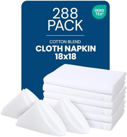 Bulk 288-Pack Cloth Napkins, 18"x18", Wrinkle Resistant, Sturdy, White by UTOPIAKITCHEN