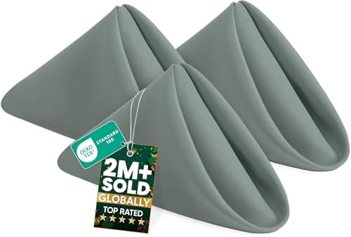 Utopia Home Light Grey Cloth Napkins (12 Pack, 17x17 Inches), Ideal Dinner Napkins for Party, Wedding and Lunch/Dinner by UTOPIAHOME