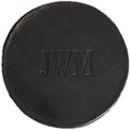 Ox & Pine Personalized Leather Coaster - Sold Individually or in Sets of 4 - Customize Inscription - 100% Full-Grain Leather – 4" Round or 4" Square (Round, Black, 1 Individual Coaster)