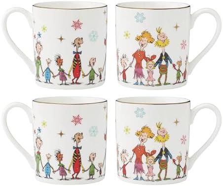 Lenox Merry Grinchmas Christmas Porcelain Mug Set for 4, 11oz by Lenox