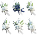 Floroom Set of 6 Powder Blue & Navy Blue Foam Rose Boutonnieres with Pins for Men Wedding for Groom Groomsmen Wedding Ceremonies Anniversaries Formal Dinners Parties Proms by Floroom