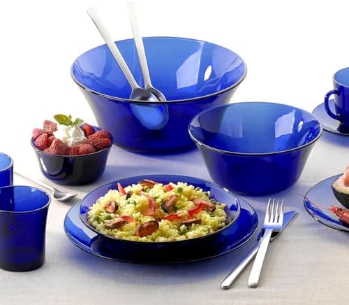 STP GOODS Borosilicate Glass Dinner Plate, Glass Eating Plates, Circular Dinnerware for Salad, Bread, Dinner (Blue 10.5") - Image 7
