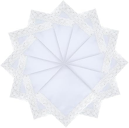 EHouseHome Waterproof Faux Linen Napkins with Lace Trim, Set of 12, 17 x 17 - Image 6