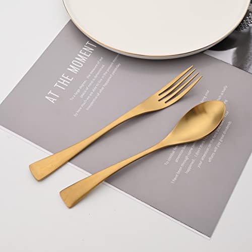 Golden Silverware Set, 6 Pieces 304 Stainless Steel Eating Utensil Set with Gift Box, Include Knife, Forks and Spoons, Matte Polished Flatware Set for 1, Dishwasher Safe, Gold - Image 7