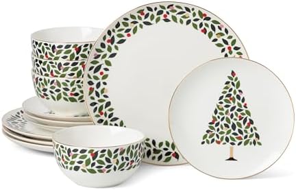 kate spade new york Evergreen Christmas 12-Piece Dinnerware Set for 4 by Unknown