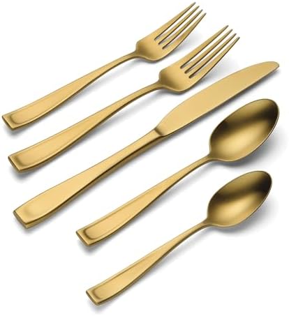 Oneida Moda Gold Satin 20-Piece 18/10 Silverware Set for 4, Flatware - Image 3