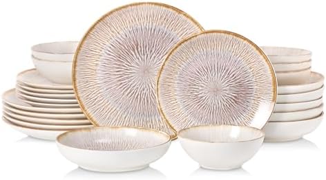 DOMICREVERY 24 pcs Ceramic dinnerware Set for 6, Bloom by Unknown