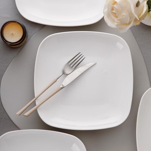 Ceramic Square Dinner Plates,9 Inch Square Serving Plate for Steak, Pasta, Salad, Snacks, Dessert, Appetizer Plates-Set of 4 - Image 4