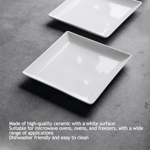 Ceramic Square Dinner Plates,7.7 Inch Square Serving Plate for Steak, Pasta, Salad, Snacks, Dessert, Appetizer Plates-Set of 4 - Image 6