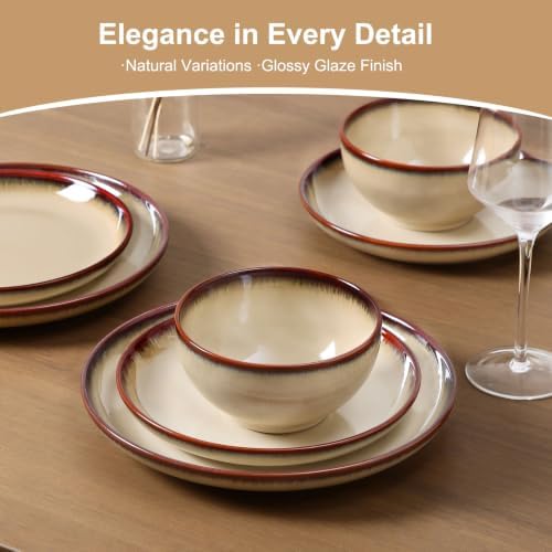 DOMICREVERY Ceramic Dinnerware Sets for 8, 24-Piece Plates and Bowls Sets - Image 4