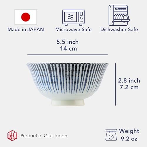 Japanese Rice Bowls 6" 12oz Indigo Blue Set of 2 - Image 4