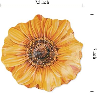 UP Sunflower Melamine Dessert Plates, Floral-Shaped Small Serving Plates, for Appetizer, Snacks, and Side Dishes, Yellow, 7.5 x 7 Inch, Set of 4 - Image 2