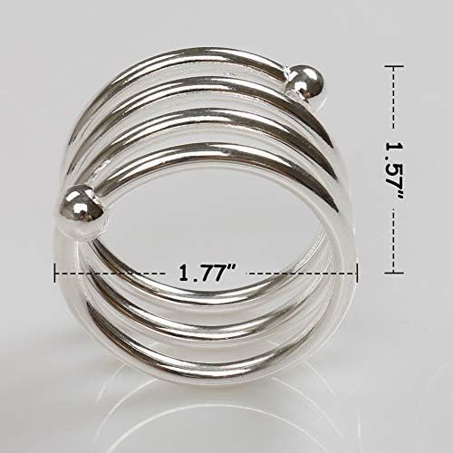 Silver Napkin Rings Set of 6, Christmas Napkin Rings Metal Napkin Holders for Thanksgiving Weddings Family Gatherings Table Decorations (6 Spring Silver)