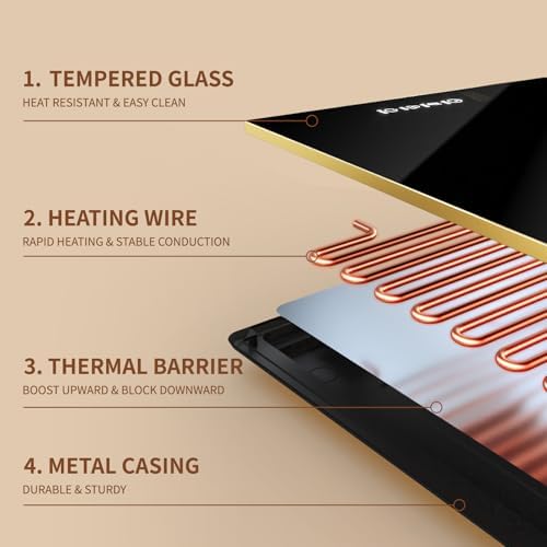 Food Warmers for Parties Buffet, （31.5"x12"） Assemblable Stackable Electric Warming Tray with 8-Level Temperature Adjustment and 8-Hour Timer, Upgraded Desktop-Protecting Food Warming Mat - Image 3