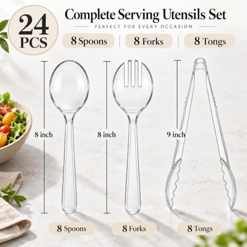 24 Pcs Clear Plastic Serving Utensils Set, Serving Spoons For Buffet - Image 2