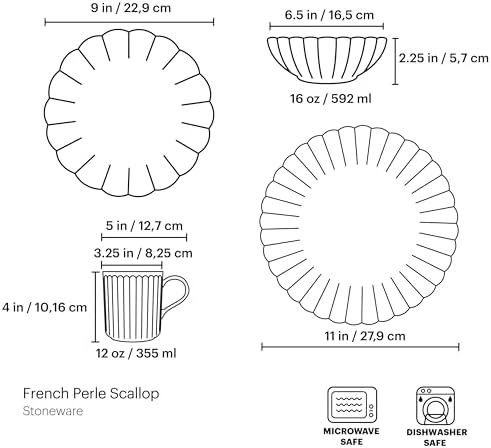 Lenox French Perle Scallop White Stoneware 4-Piece Dinnerware Set for 1 - Image 2