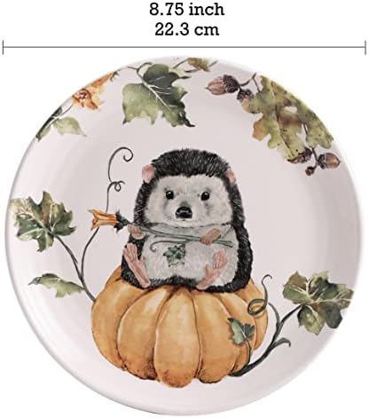 Bico Woodland Critters Ceramic Salad Plates, 8.75 inch, Set of 4, for Salad, Appetizer, Microwave & Dishwasher Safe - Image 2