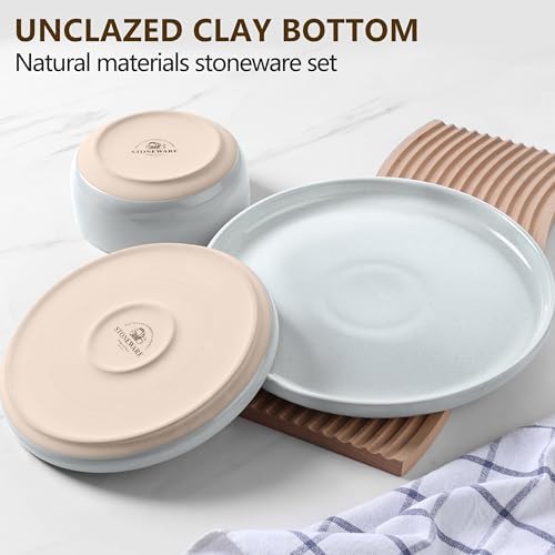 LIANYU Porcelain Dinnerware Set for 6, 18PCS Elegant Plates and Bowls Set with Stackable Design, Highly Chip and Scratch Resistant, Dishwasher Safe, Glacier Gray - Image 2