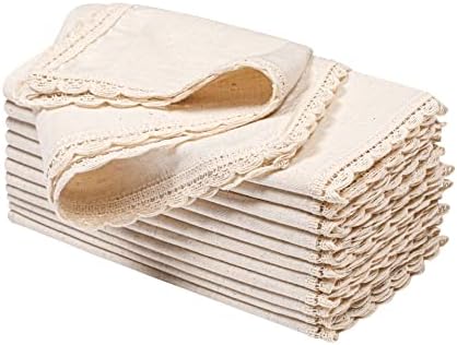 The Beer Valley Set of 12 Flax Lace Cloth Napkins 20x20 Inch - Natural by TheBeerValley