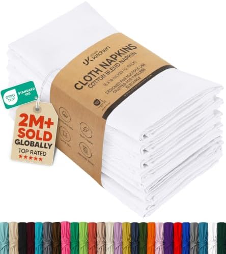 Utopia Kitchen Cotton Blend White Cloth Napkins [12 Pack, 18x18 Inch] by UTOPIAKITCHEN