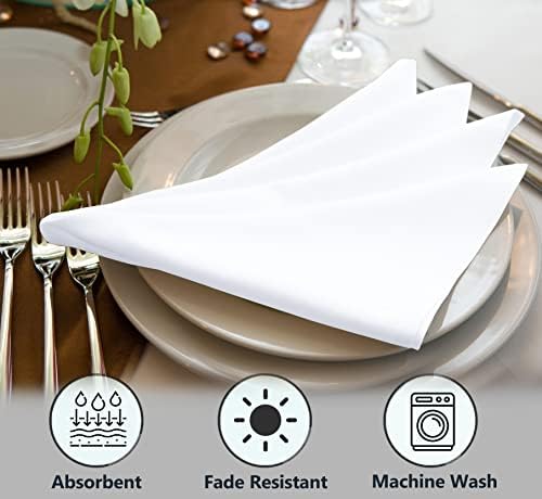 Ruvanti Cloth Napkins Set of 6, Cotton Enrich 18”x18” - White - Image 4