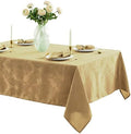 Newbridge Barcelona Damask Fabric Tablecloth, 60 x 84 Inch Rectangle, Gold – No Iron, Soil Resistant Table Cover for Dining, Parties and Holidays by HomeBargainsPlus