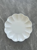 White Ceramic Salad Plates Set of 4, 8 Inch Flower Shaped Appetizer Plates, Embossed Small Plates for Salad,Cake,Snacks,Fruit,Tea Party, Microwave Oven Dishwasher Safe (WHITE, 10 IN) by SHIDACHENG
