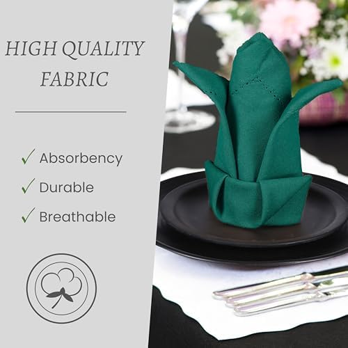 TWINY threads 12 Pieces 100% Cotton Cloth Napkins, 18"x18", Royal Green - Image 5