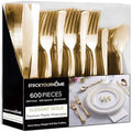 Gold Plastic Silverware Set (600-Pack) – Disposable Heavy Duty Cutlery, 200 Forks, 200 Knives, 200 Spoons for Parties, Weddings, Dinners & Holidays, Stock Your Home by StockYourHome