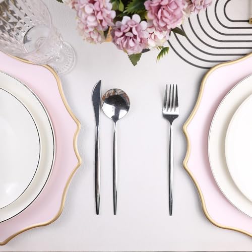 Pink Chargers for Dinner Plates, 13 Inch Scalloped Plastic Decorative Table Charge Service Plates Set of 6 for Wedding, Holiday, Thanksgivng, Christmas - Image 5
