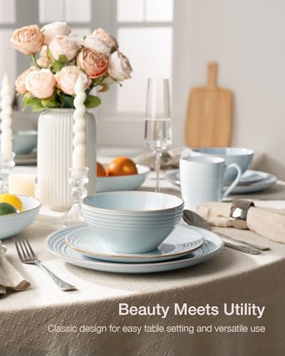 Famiware Jupiter Stoneware Dinnerware Sets with Pasta Bowls, Dishes for 4 - Image 2
