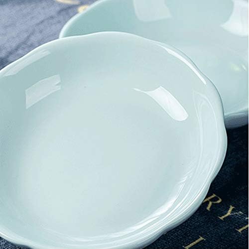 Sizikato 6pcs Light Blue Porcelain Snack Plates, 4-Inch Flower-Shaped Appetizer Plate Dipping Bowl. - Image 2