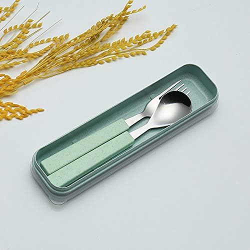 VANRA 2-Piece Children Flatware Set 18/10 Stainless Steel Child Tableware Set Silver Cutlery Set Silverware Dinner Utensils Spoon Fork Set with Travel Case for Kids (Chrome Finished) (Green) - Image 5