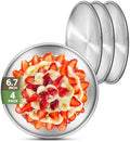Stainless Steel Plates, 4 Set 6.7 inch 304(18/8) Metal Food Serving Plate, Reusable Snack Eating Dishes Round Shatterproof Plate Silver Dinnerware for BBQ Dinner Oven Dishwasher Safe by Offiper