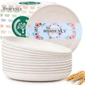 Homienly Deep Plates 12 PCS Wheat Straw Plates 9 Inch Unbreakable Plastic Plates for Salad, Sandwich,Bread and Butter Microwave & Dishwasher Safe Reusable Plates for Camping, Picnics (White) by HOMIENLY