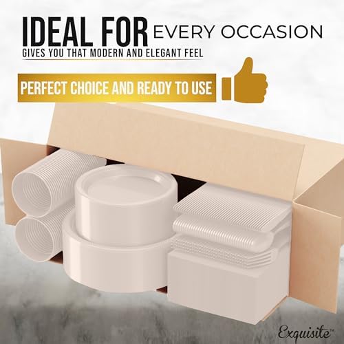 Exquisite 350 Pcs Ivory Plates and Napkins Party Supplies Plate Sets - Image 3